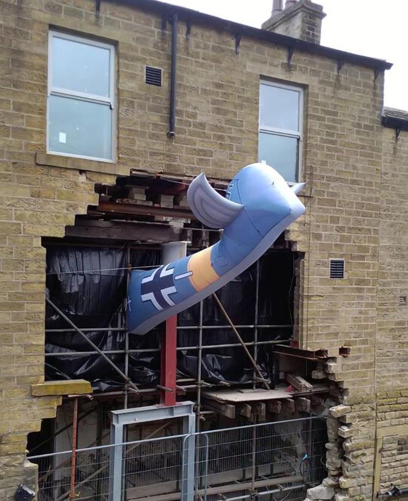 Custom Inflatable Coming out of Building